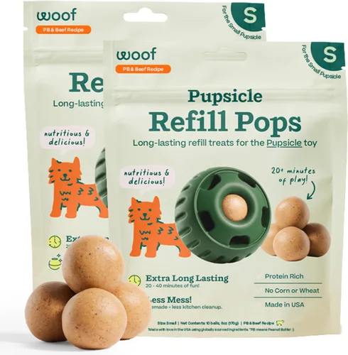 Vista 15 de WOOF Pupsicle Refill Pops - Snacks para perro de poco desorden - con mantequilla de cacahuete y carne de res - Premios para perro - De larga