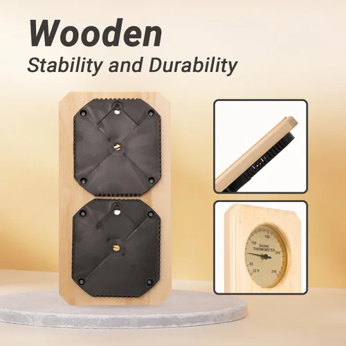 Vista 5 de Termómetro e higrómetro de sauna, termómetro de sauna 2 en 1, accesorios Fahrenheit, medidor de temperatura de sauna para sauna, sala de vapor