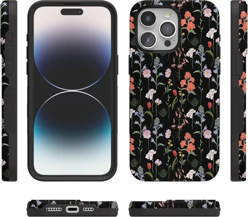 Vista 5 de Casely Funda para iPhone 15 Pro Jardín Secreto Flores mixtas Diseño protector audaz Compatible con MagSafe