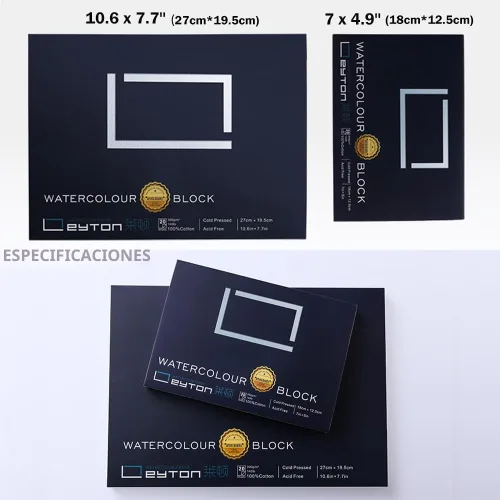 Vista 2 de Bloque de Papel para Acuarela 100% Algodón sin Deformación - 20 Hojas de 160 lb/350 gsm Prensado en Frío Suministros de Arte Acuarela para Pintura