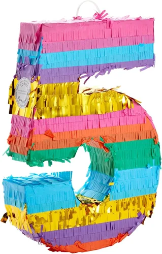 Vista 7 de BLUE PANDA Piñata arcoíris número 0 diseño de mariposa – 11.4 x 16.5 x 3 pulgadas, multicolor – Construcción de papel corrugado fácil de rellenar