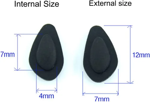 Vista 3 de QYAJS Almohadillas de nariz para anteojos, repuesto de silicona suave, color negro, compatibles con lentes Nike y otras gafas, 0.472 pulgadas, 3