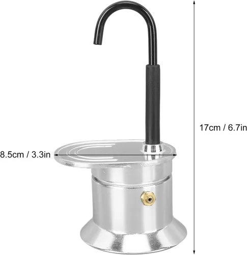 Vista 3 de Olla de moka de un solo tubo, 1 taza de 1.7 fl oz de aleación de aluminio con boquilla para estufa italiana para fiestas al aire libre, viajes, 6.7