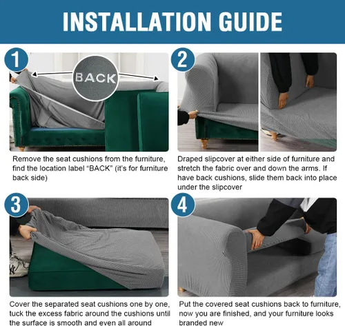 Vista 7 de H.VERSAILTEX Funda elástica para sofá de 3 piezas, fundas tradicionales Chesterfield para sofá de dos plazas de 2 cojines, antideslizante, funda