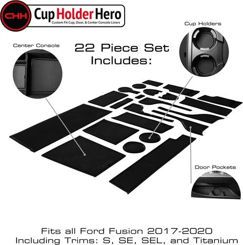 Vista 3 de Ford Fusion 2017-2020 - Juego de forros para portavasos de primera calidad.