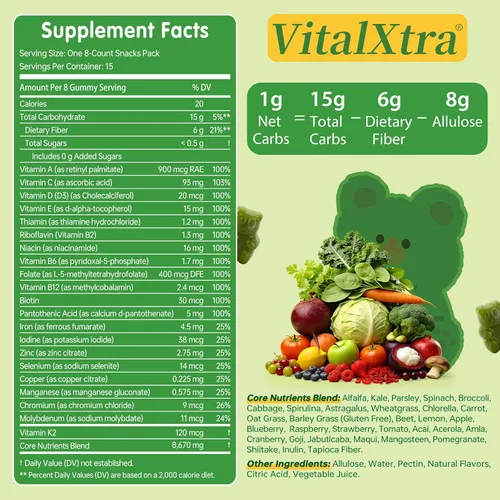 Vista 5 de Gomitas de verduras para adultos sin azúcar, gomitas de verduras diarias
