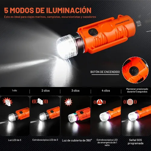 Vista 2 de GOODSMANN Luz LED de señal redonda para barco con ventosa y base magnética para kayak de barco
