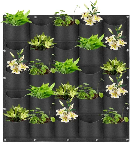 Vista 10 de Bolsas de cultivo colgantes para plantar, 9 bolsillos para colgar en la pared, bolsa de cultivo vertical para jardín interior y exterior, contenedor