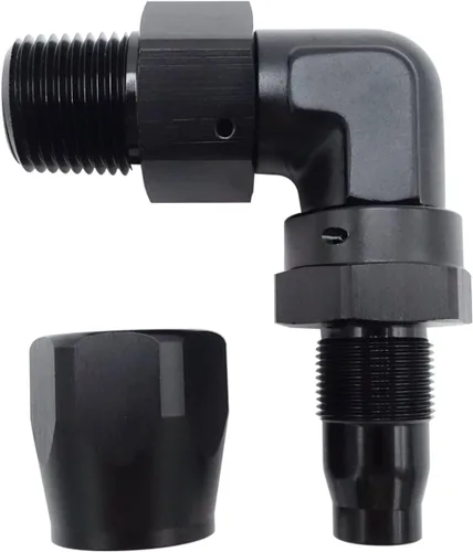 Vista 4 de AC PERFORMANCE 90 grados macho 1/2 "NPT giratorio a -8 AN manguera extremo montaje aluminio negro Swivel hose end adapter