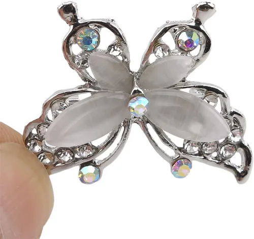 Vista 6 de LKEEP Broche de mariposa, elegantes broches de diamantes de imitación para mujer, bufanda, chal, accesorios de ropa, Metal, no conocido