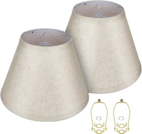 Vista 11 de Alucset. - Pantalla mediana para lámpara, pantalla de tela de barril para lámpara de mesa y de pedestal, 7 x 13 x 7.8 pulgadas, hecho a mano de lino