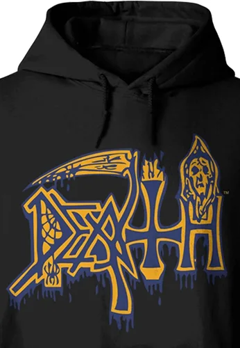 Vista 3 de DEATH Sudadera con capucha Leprosy Band Logo Oficial para Hombre Negro