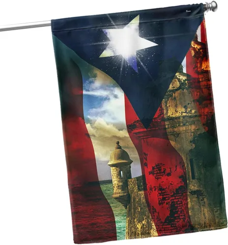 Vista 15 de Banderas de Puerto Rico – Bandera estadounidense puertorriqueña – Bandera de jardín de 12 x 18 pulgadas, decoración para exteriores, lona resistente