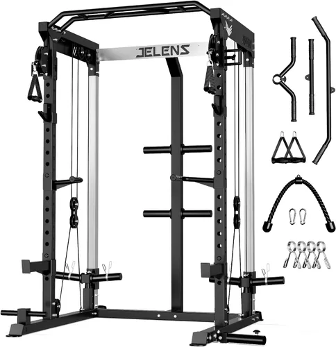 Vista 18 de C21 Power Cage 2000LBS Multi-Function Power Rack with Independent Dual Pulley System, All-in-One Squat Rack for Cable Crossover, Home Gym Workout