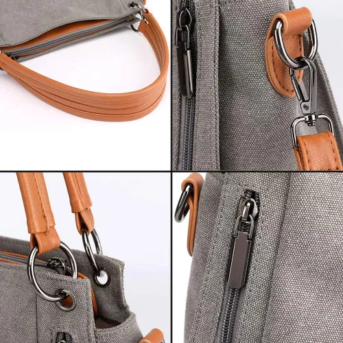 Vista 3 de ZiMing Womens Handbags Canvas Tote Bag Shoulder Bags Satchel Hobo Purse Casual Bag Ladies Daypack Crossbody Bag