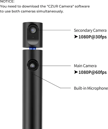 Vista 2 de CZUR Halo X Pro Cámara Web Dual para PC, Cámara Web 1080P con Micrófono, Cámara USB para Computadora, Vista de 90°, Plug & Play, Compatible