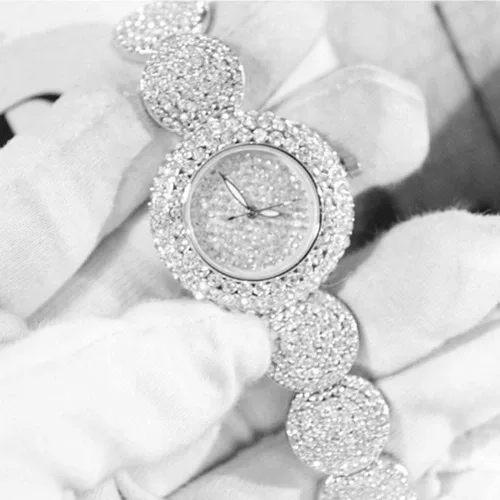 Vista 3 de Ladies Dress Watch Luxury Quartz Small Face Diamond Shining Bling Watches Silver Analog Watch for Women Waterproof Gifts for Women