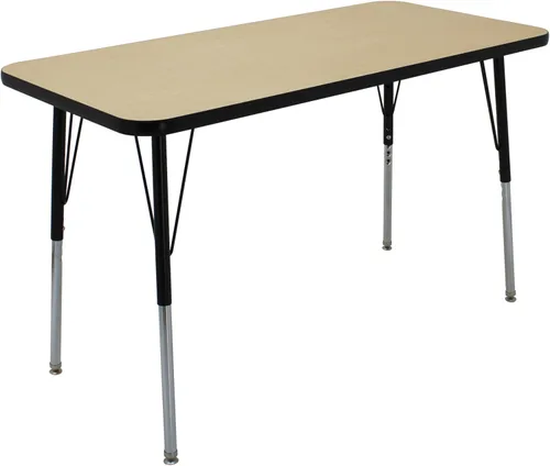 Vista 18 de FDP - Mesa rectangular para actividades escolares y de oficina (24 x 48 pulgadas), patas estándar con deslizadores giratorios, altura ajustable