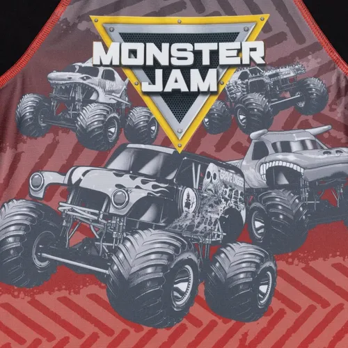 Vista 3 de Monster Jam Megalodon El Toro Loco Grave Digger - Conjunto de traje de baño y protector de erupción para niños pequeños
