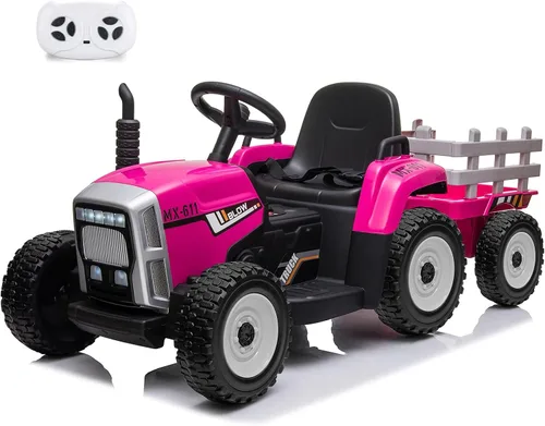 Vista 12 de Nasitip Tractor eléctrico con batería de 12 V con remolque y control remoto Azul