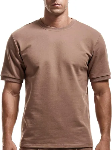 Vista 3 de Conjunto de 2 piezas para hombre de verano casual cuello redondo muscular manga corta camisetas y pantalones cortos deportivos de ajuste clásico