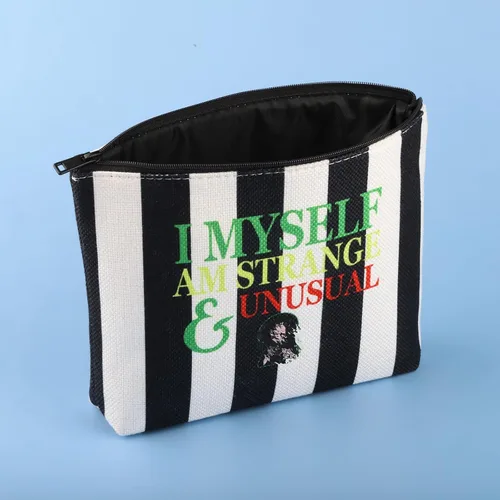 Vista 3 de FOTAP Bolsa de maquillaje de película de terror, bolsa de Halloween, regalo gótico, Blanco, Yo mismo