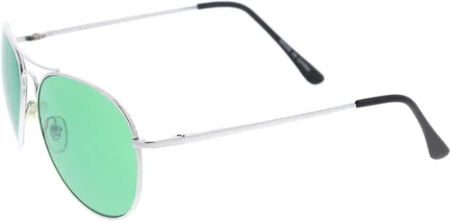 Vista 3 de zeroUV Gafas de aviador de metal plateado premium coloridas con lentes de sol de color Verde