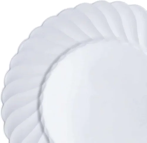 Vista 2 de Elegante vajilla desechable de plástico resistente, platos de plástico acampanados, juego combinado para bodas, cumpleaños y todas las ocasiones