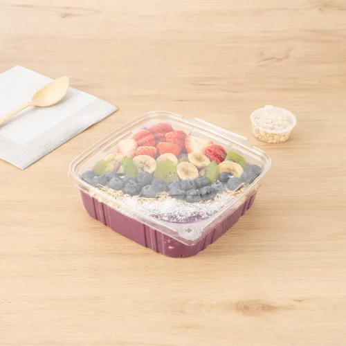 Vista 4 de Restaurantware Tamper Tek - Contenedores para llevar de 48 onzas, 100 recipientes a prueba de manipulaciones, tapa con bisagras, recipientes