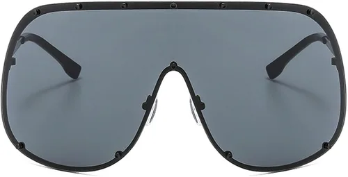 Vista 2 de Gafas de sol cuadradas de una pieza de gran tamaño para mujer, gafas de sol de lujo de moda punk, gafas al aire libre para mujer C5
