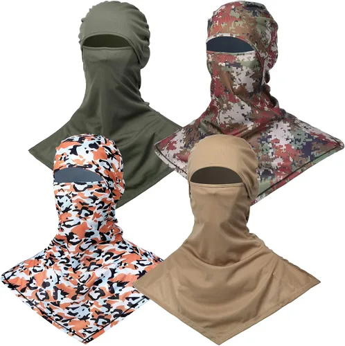 Vista 8 de Pasamontañas de 4 piezas para cubrir la cara, pasamontañas de verano, protección solar, cubierta de cuello largo para hombres y mujeres