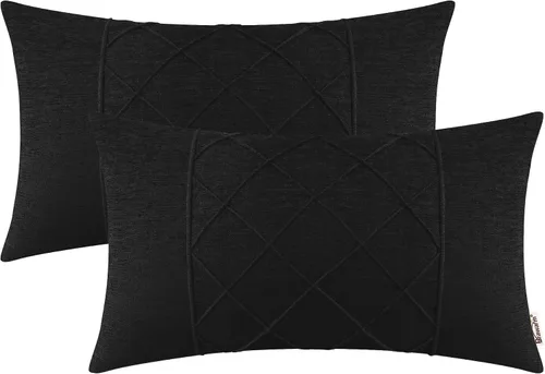 Vista 84 de BRAWARM Fundas de almohada 40x40 cm - Paquete de 2 fundas de almohada de chenilla negra, fundas de almohada de chenilla suave teñida sólida