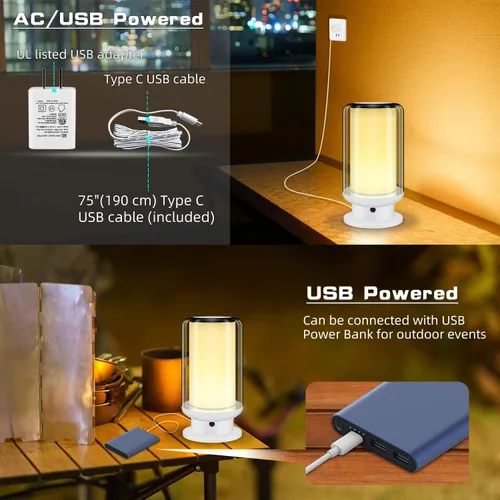 Vista 5 de BIGMONAT Lámpara de mesita de noche para niños con control remoto, luz LED de escritorio que cambia de color con ajuste de temporizador, luz