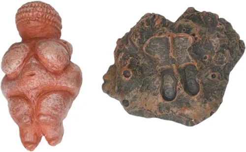 Vista 6 de Ebros Madre Diosa Venus de Willendorf Reproducción del Paleolítico Edad de Piedra Período Artefacto Réplica Estatuilla por Oberon Zell Museo
