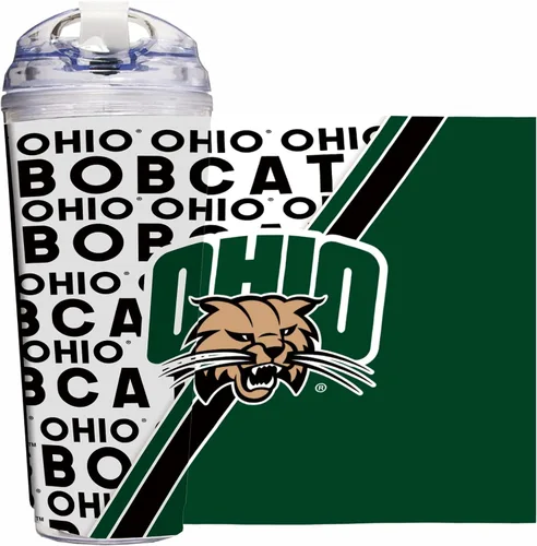 Vista 124 de Rico Industries Taza acrílica NCAA estándar de 24 onzas con tapa con bisagra, taza de doble pared oficialmente licenciada con pajita