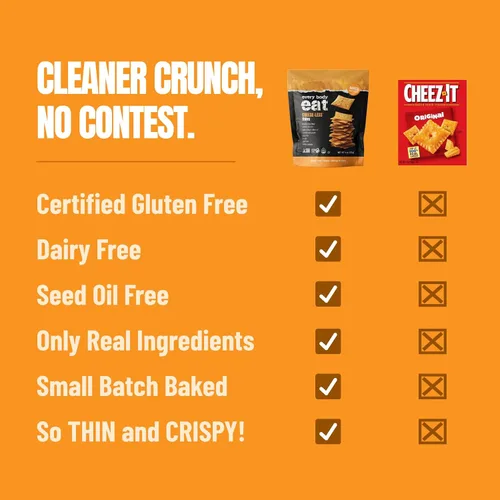 Vista 7 de Every Body Eat Snack Cracker Thins, sin queso, sin gluten, vegano, sin lácteos y sin aceite de semillas, 4 onzas