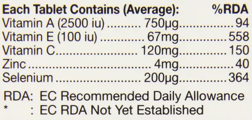 Vista 6 de Health Aid Selenio Plus (Vitaminas A, C, E y Zinc) 60 Tabletas