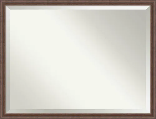 Vista 36 de Amanti Art Espejo de pared marrón de 26 x 22 pulgadas, espejo rectangular de baño de Alejandría marrón rústico para decoración de pared, sala