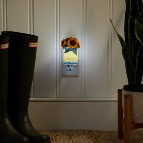 Vista 3 de Yankee Candle Difusor ScentPlug de girasoles, ramo de girasol iluminado, función de luz LED, diseño de tarro Mason