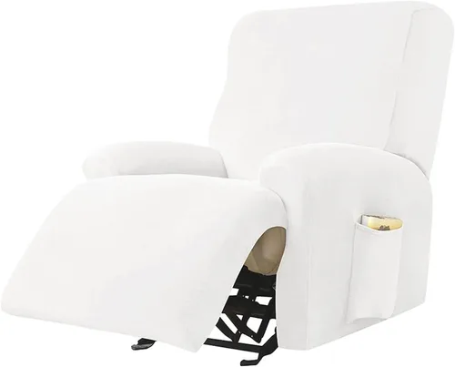 Vista 30 de LazyBoy - Funda para silla reclinable jacquard, fundas elásticas de terciopelo de color liso para sillas reclinables, 4 piezas, protector de muebles