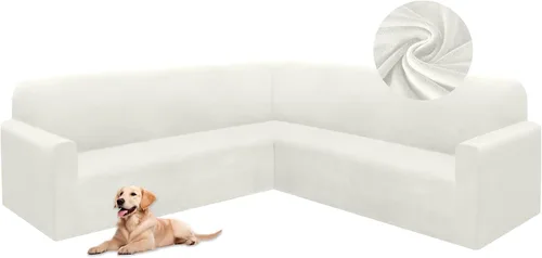 Vista 26 de HDCAXKJ Fundas de sofá seccional de esquina de terciopelo elástico en forma de L, juego de fundas deslizantes suaves y gruesas en forma de U