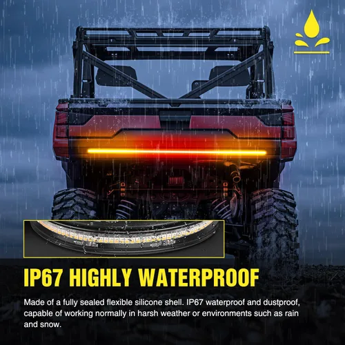 Vista 7 de Nilight - Tira de luz LED para plataforma trasera de 30 pulgadas de UTV, 204 LED, luces de freno ámbar, luces intermitentes rojas, compatible