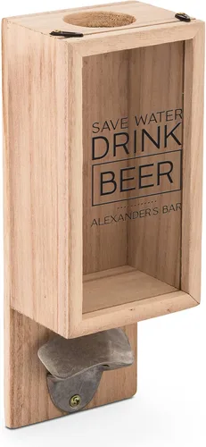 Vista 6 de Weddingstar Abrebotellas montado en la pared de madera personalizado y soporte para tapa de botella - Brewery Co