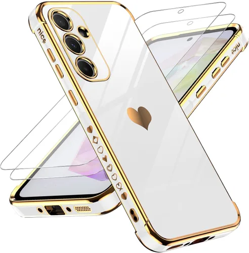 Vista 130 de LeYi Funda para Motorola-G 2025: Love Heart Plating Luxury, Negro