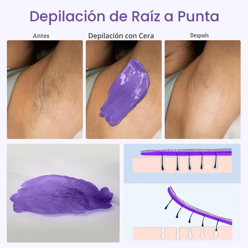 Vista 4 de BLITZWAX Kit de depilación brasileña y bikini para mujer, calentador de cera dura para cara, piernas y cuerpo, kit de depilación en casa, apto