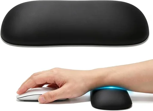 Vista 12 de MXCOIRTP Reposamuñecas para ratón, almohadilla de soporte ergonómica de espuma con memoria para muñeca, almohadilla para muñeca de ratón con base