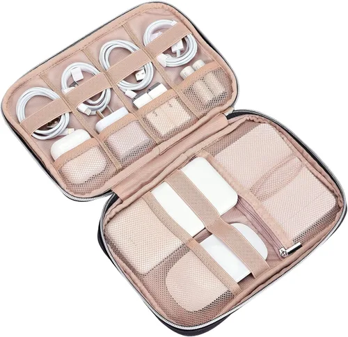 Vista 2 de BELALIFE Organizador electrónico, bolsa portátil para cables de viaje, almacenamiento técnico para cable, cargador, teléfono, auriculares, disco