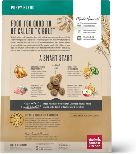 Vista 3 de The Honest Kitchen Alimento seco para perros de grano entero de pollo integral para cachorros, bolsa de 1 libra