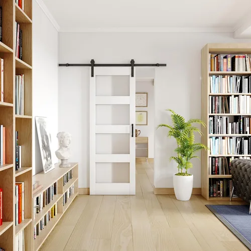 Vista 8 de Puertas correderas de granero de 30 x 84 pulgadas para habitación con kit de herramientas incluido