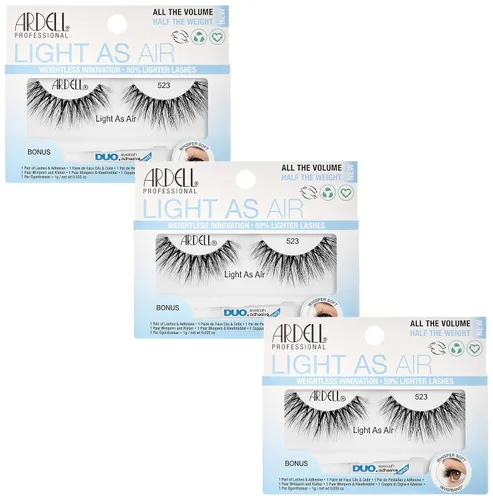 Vista 7 de Ardell Light As Air - Pestañas postizas 523 – Pestañas ligeras y finas con volumen natural, banda Invisiband suave y cómoda para uso diario